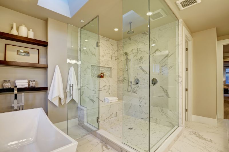 Marble Shower with Frameless Glass